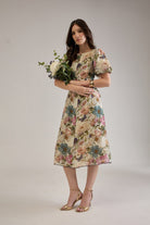 FINOLA PRINTED VISCOSE MIDI DRESS WITH BALLOON SLEEVES - Sunday Story
