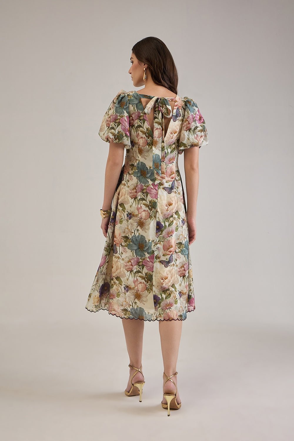FINOLA PRINTED VISCOSE MIDI DRESS WITH BALLOON SLEEVES - Sunday Story