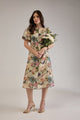 FINOLA PRINTED VISCOSE MIDI DRESS WITH BALLOON SLEEVES
