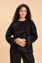 FIONA ROUND NECK PULLOVER WITH LUREX JACQUARD PATTERN - Sunday Story