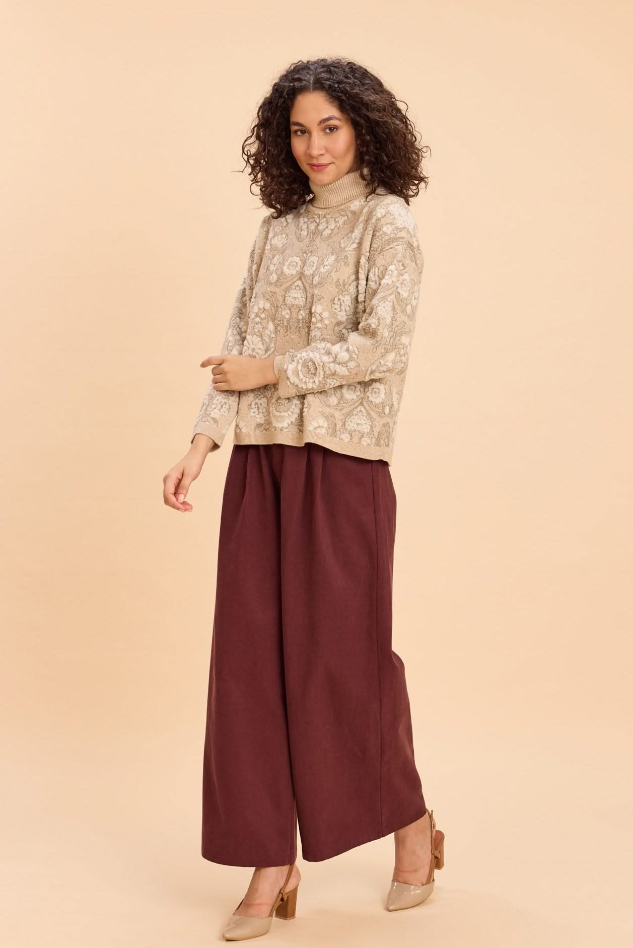 FIONA TURTLE NECK PULLOVER WITH INTRICATE JACQUARD PATTERN - Sunday Story