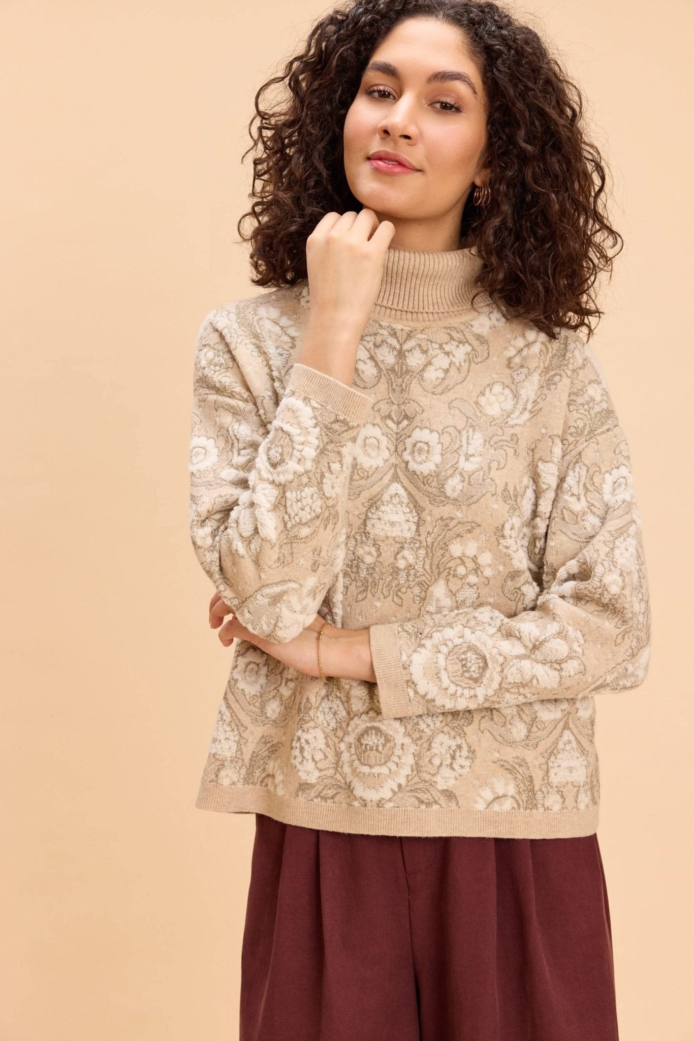 FIONA TURTLE NECK PULLOVER WITH INTRICATE JACQUARD PATTERN - Sunday Story