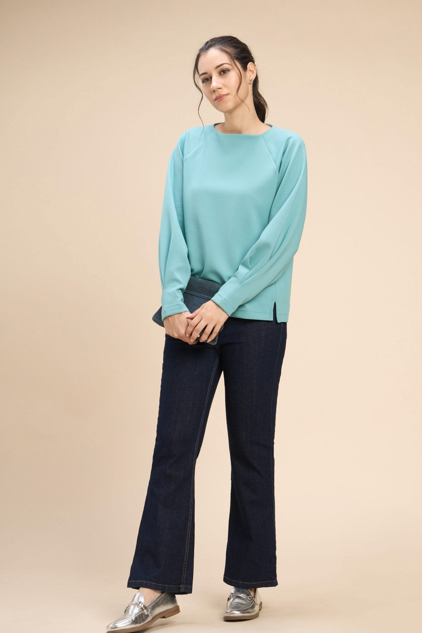 FLEUR T-SHIRT IN FLUID JERSEY WITH VOLUMINOUS SLEEVEES - Sunday Story