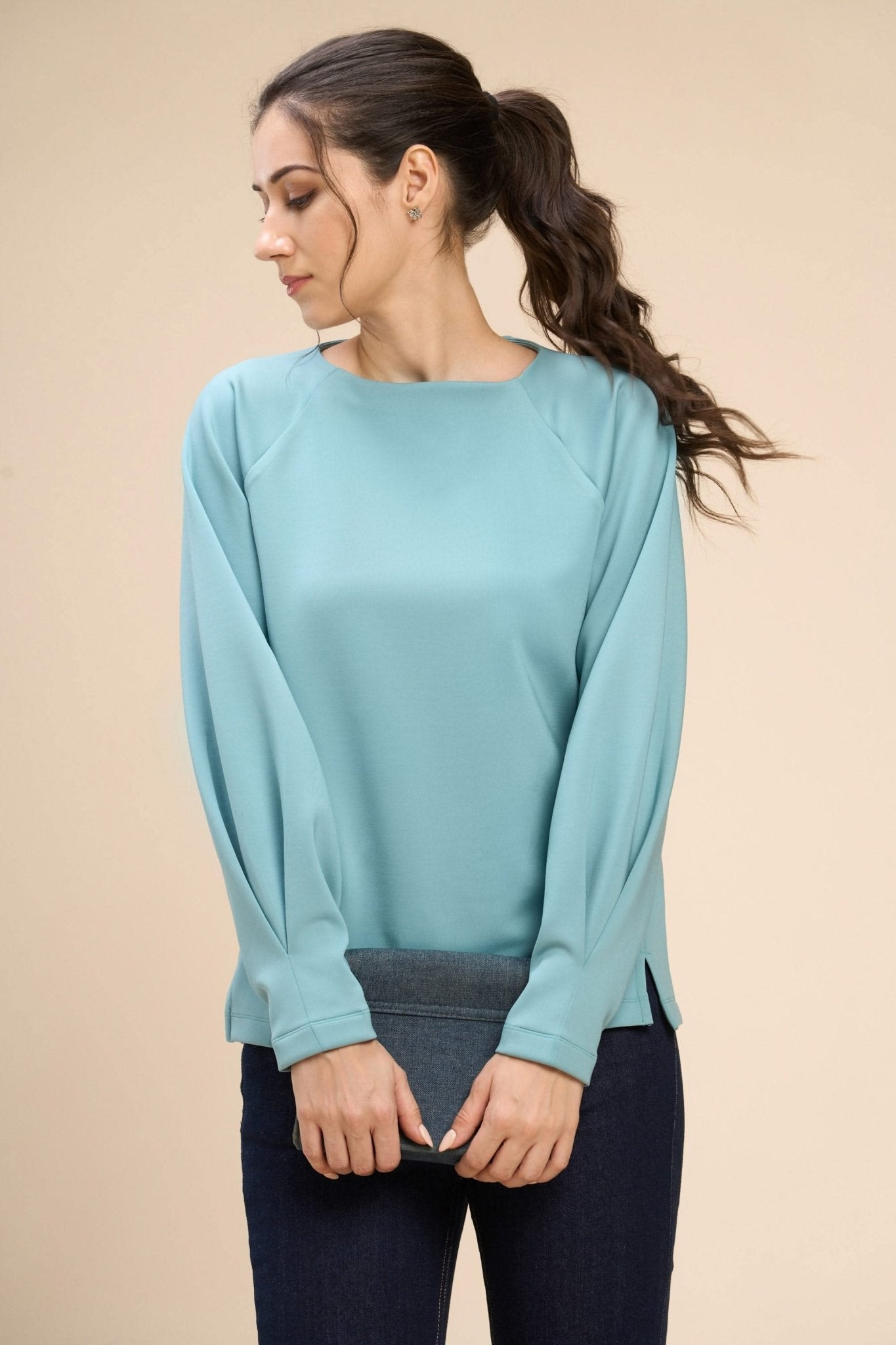 FLEUR T-SHIRT IN FLUID JERSEY WITH VOLUMINOUS SLEEVEES - Sunday Story