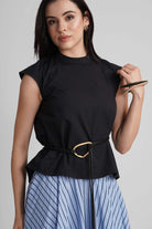 GWEN COTTON POPLIN TOP WITH DETACHABLE BELT - Sunday Story