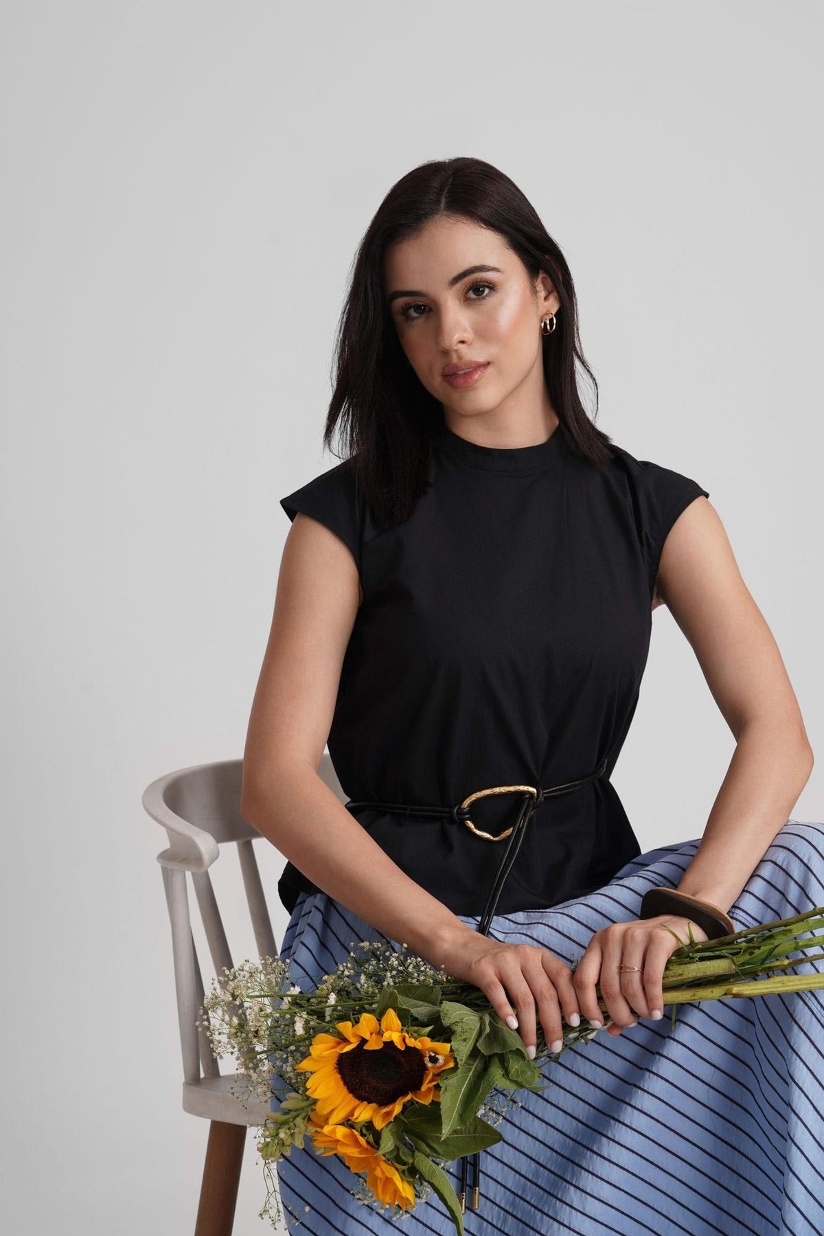 GWEN COTTON POPLIN TOP WITH DETACHABLE BELT - Sunday Story