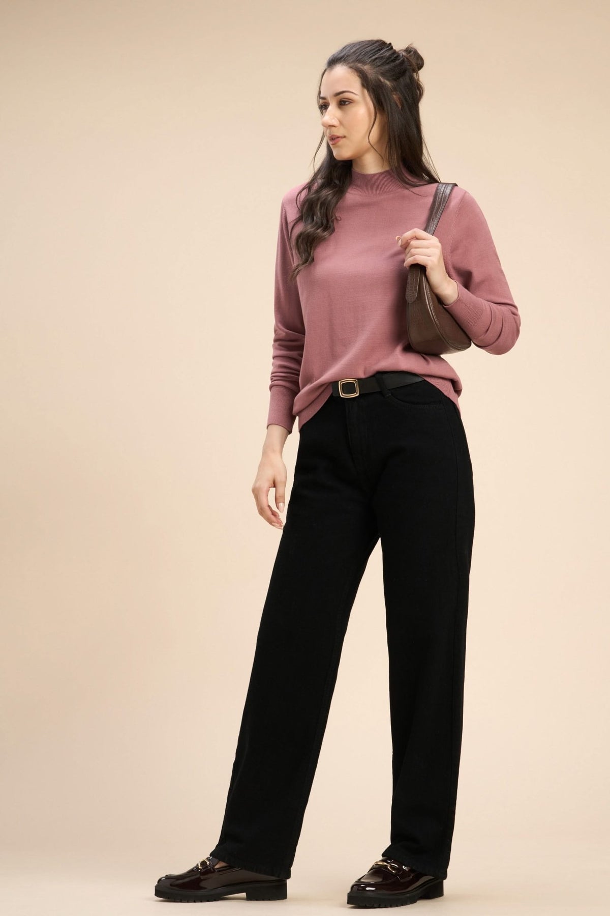 HONEY VISCOSE HIGH NECK PULLOVER - Sunday Story