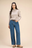 HONEY VISCOSE HIGH NECK PULLOVER - Sunday Story