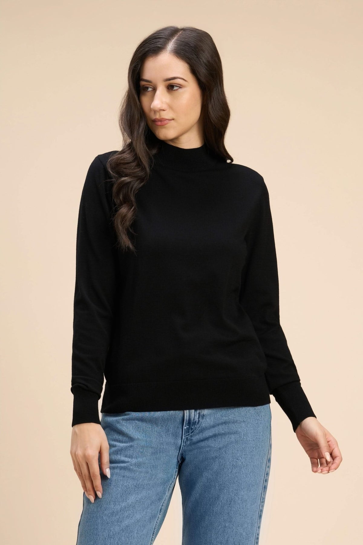 HONEY VISCOSE HIGH NECK PULLOVER - Sunday Story