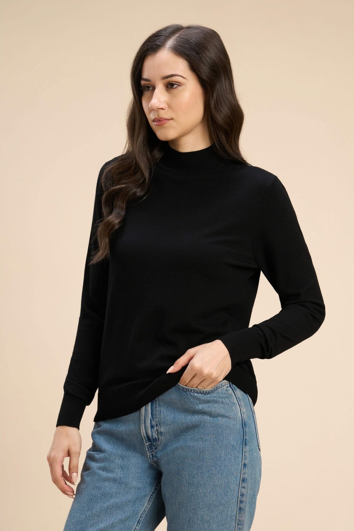 HONEY VISCOSE HIGH NECK PULLOVER - Sunday Story