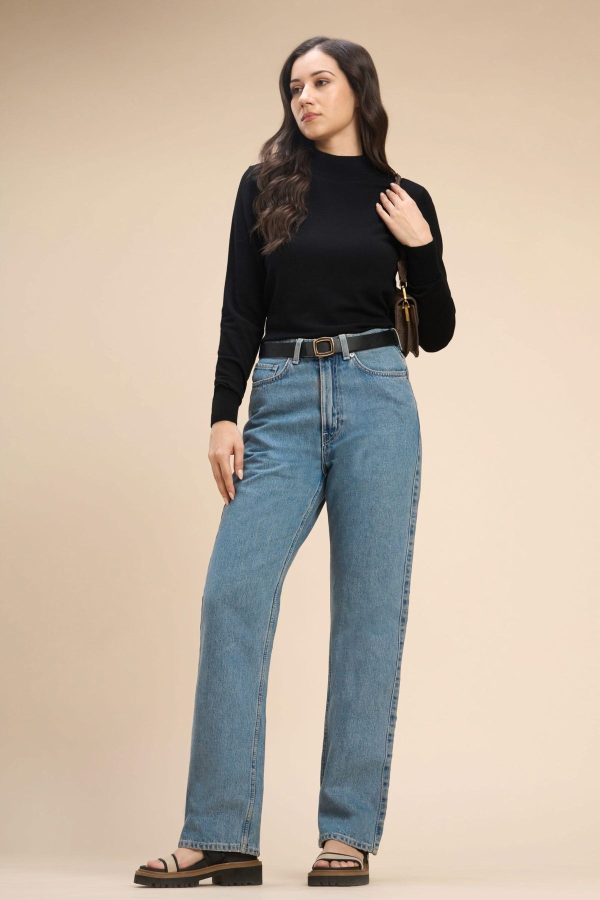 HONEY VISCOSE HIGH NECK PULLOVER - Sunday Story