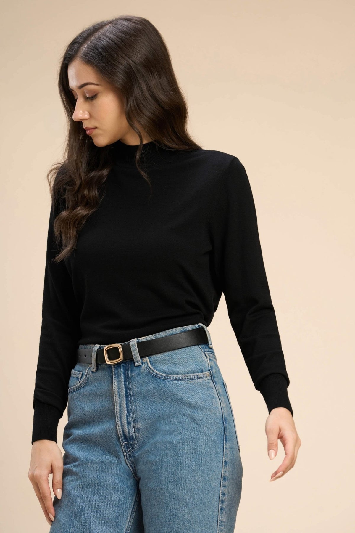 HONEY VISCOSE HIGH NECK PULLOVER - Sunday Story