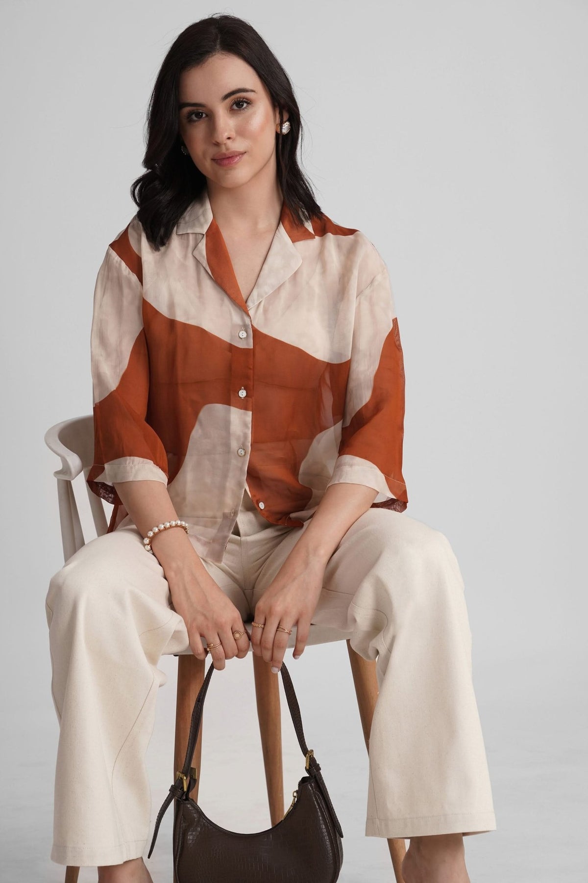 ILUKA VISCOSE PRINTED OVERSIZED CROP SHIRT - Sunday Story