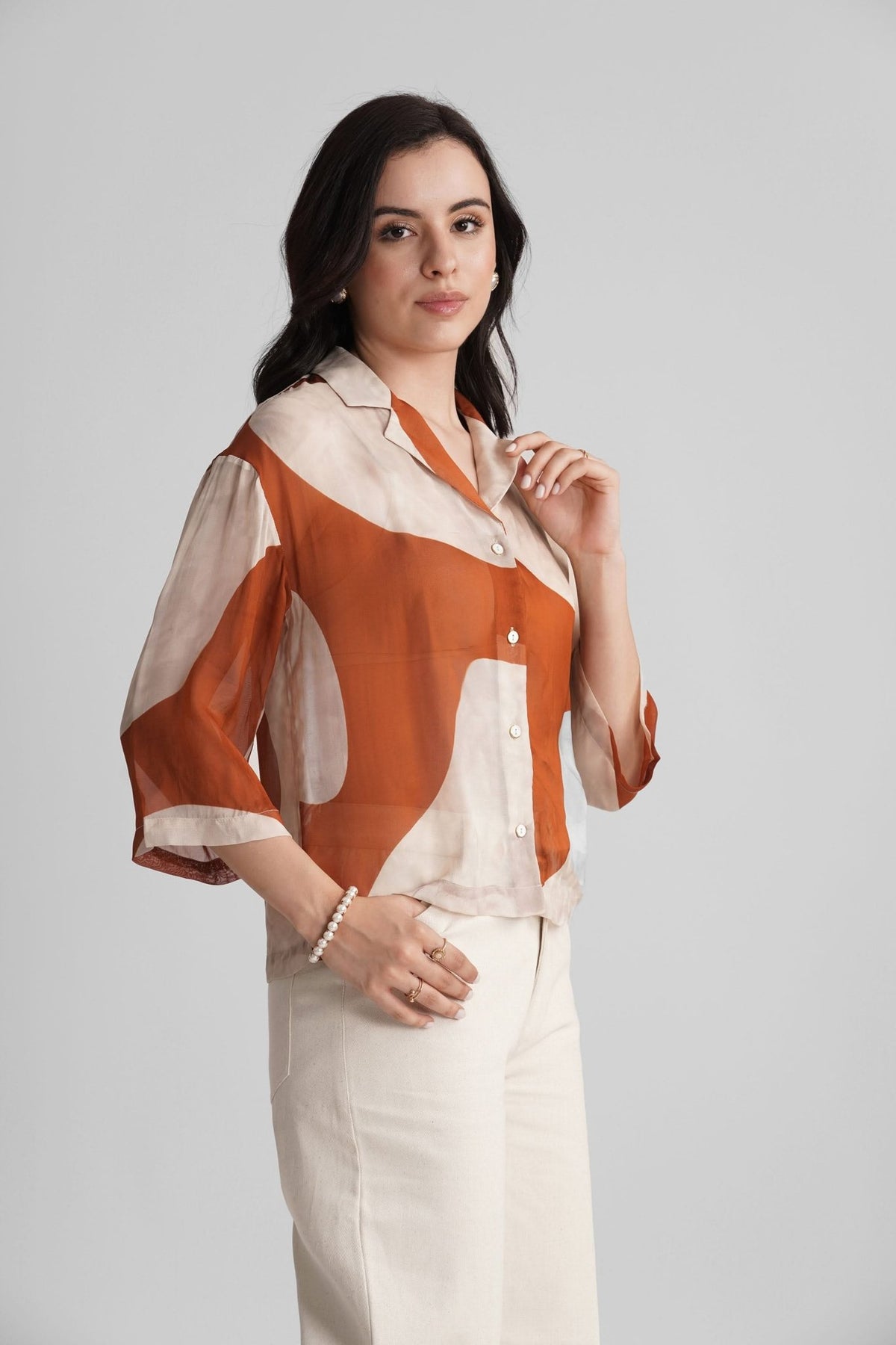 ILUKA VISCOSE PRINTED OVERSIZED CROP SHIRT - Sunday Story
