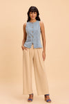 IRIS COTTON DENIM VEST WITH STATEMENT BUTTONS - Sunday Story