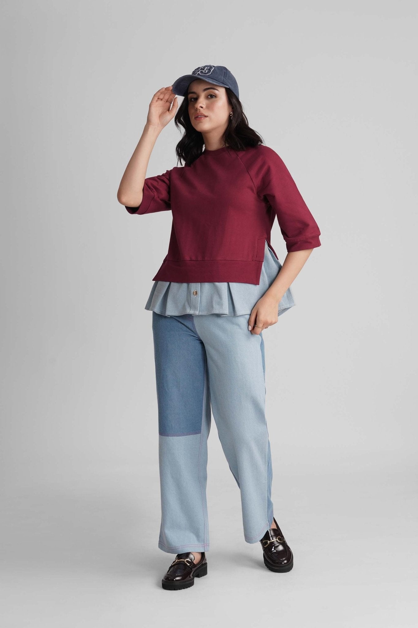 IVORY FAUX LAYERED COLORBLOCK T-SHIRT - Sunday Story