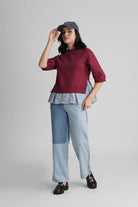 IVORY FAUX LAYERED COLORBLOCK T-SHIRT - Sunday Story