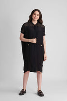 JANE RELAXED MIDI DRESS WITH FRONT TIE ADJUSTER - Sunday Story