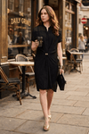 JANE RELAXED MIDI DRESS WITH FRONT TIE ADJUSTER - Sunday Story