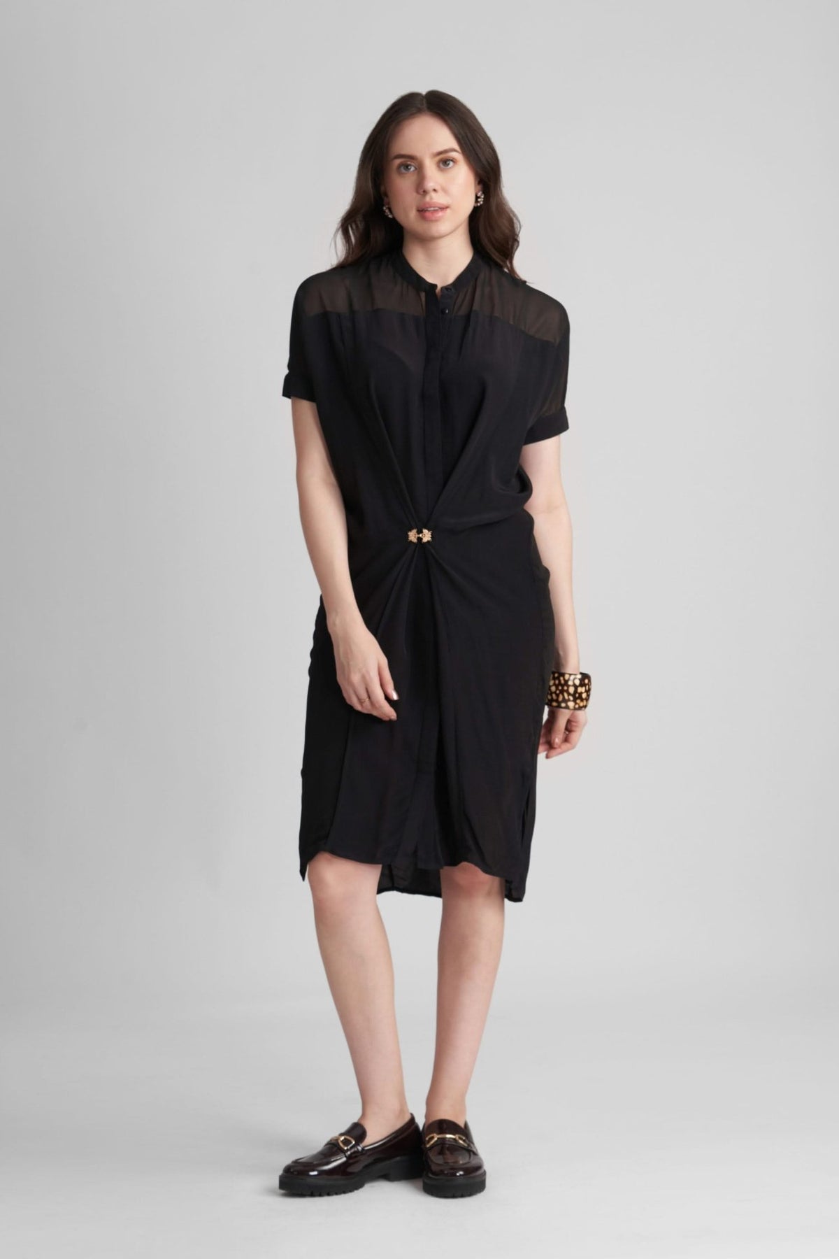 JANE RELAXED MIDI DRESS WITH FRONT TIE ADJUSTER - Sunday Story