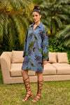 JENA PRINTED COTTON DENIM SHORT A-LINE DRESS - Sunday Story