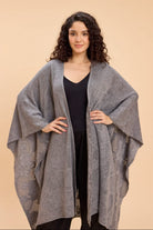 JOLLY LACE JACQUARD FRONT OPEN KNITTED CAPE - Sunday Story