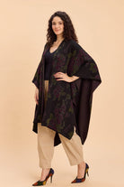 JOLLY QUADRA BLEND JACQUARD FRONT OPEN KNITTED CAPE - Sunday Story