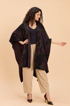 JOLLY QUADRA BLEND JACQUARD FRONT OPEN KNITTED CAPE - Sunday Story