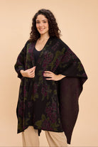 JOLLY QUADRA BLEND JACQUARD FRONT OPEN KNITTED CAPE - Sunday Story