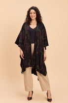 JOLLY QUADRA BLEND JACQUARD FRONT OPEN KNITTED CAPE - Sunday Story