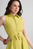 KAIRO COTTON SLEEVELESS MIDI DRESS WITH LACE COLLAR - Sunday Story