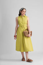 KAIRO COTTON SLEEVELESS MIDI DRESS WITH LACE COLLAR - Sunday Story