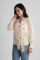 KOVE EMBROIDERED WRAP TOP WITH TIE UP DETAIL