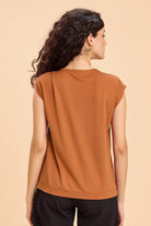 LEAH DRAPED ASYMMETRIC PARTY T-SHIRT WITH GOLD TRIM DETAIL - Sunday Story