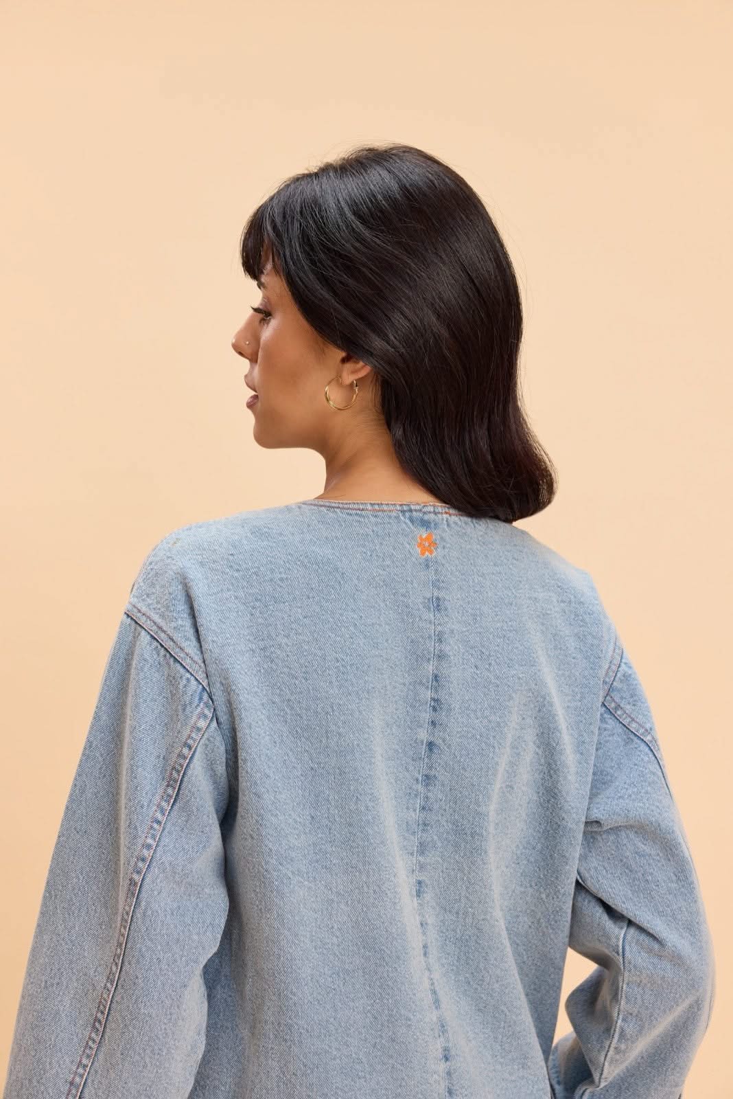 LILY COTTON DENIM BOXY JACKET WITH WIDE SLEEVES - Sunday Story