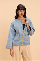 LILY COTTON DENIM BOXY JACKET WITH WIDE SLEEVES - Sunday Story