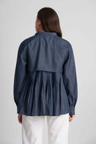 LIVIA COTTON DENIM SHIRT WITH PLEAT DETAIL - Sunday Story