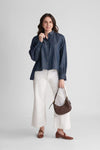LIVIA COTTON DENIM SHIRT WITH PLEAT DETAIL - Sunday Story