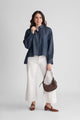 LIVIA COTTON DENIM SHIRT WITH PLEAT DETAIL