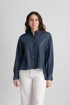 LIVIA COTTON DENIM SHIRT WITH PLEAT DETAIL - Sunday Story