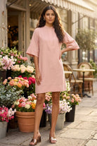 LOTUS VISCOSE BOXY SHIFT DRESS WITH STATEMENT BUTTONS - Sunday Story