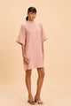 LOTUS VISCOSE BOXY SHIFT DRESS WITH STATEMENT BUTTONS