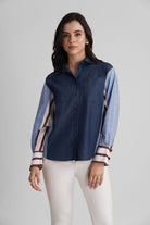 MARGO COLOR BLOCK COTTON DENIM SHIRT - Sunday Story