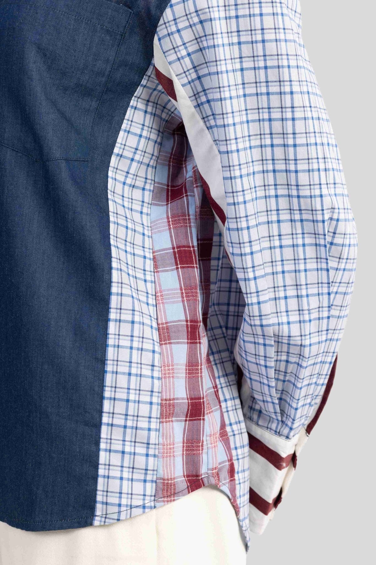 MARGO COLOR BLOCK COTTON DENIM SHIRT - Sunday Story