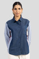 MARGO COLOR BLOCK COTTON DENIM SHIRT