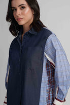 MARGO COLOR BLOCK COTTON DENIM SHIRT - Sunday Story