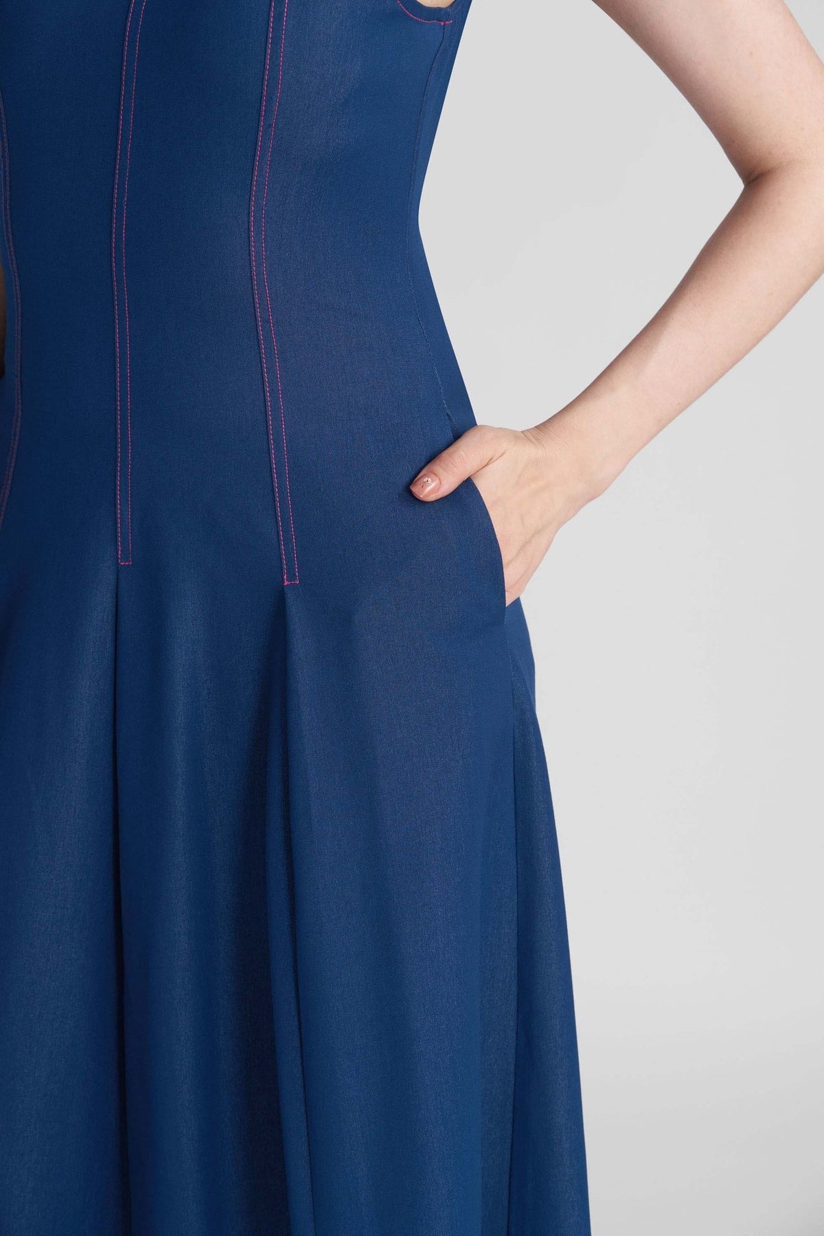 MAXINE FIT AND FLARE KNITTED DENIM MIDI DRESS - Sunday Story