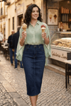 MIRANDA ORGANZA SHIRT WITH SIDE PLACKET BUTTON DETAILING - Sunday Story