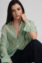 MIRANDA ORGANZA SHIRT WITH SIDE PLACKET BUTTON DETAILING - Sunday Story