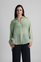 MIRANDA ORGANZA SHIRT WITH SIDE PLACKET BUTTON DETAILING - Sunday Story